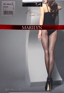Marilyn ART DECO R4 rajstopy szew Black LUX LINE