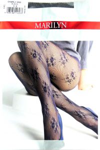 Marilyn Charly M02 R1/2 rajstopy kwiaty black