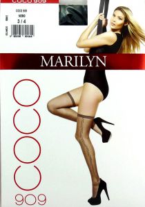 Marilyn COCO 909 R1/2 pończochy samonośne milk wzór
