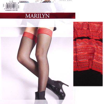Marilyn COCO S03 R3/4 pończochy kabaretki black/red