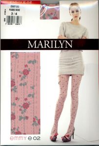 Marilyn Emmy E02 R1/2 rajstopy kwiaty pudre rose