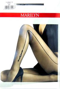 Marilyn FLORES I18 R1/2 rajstopy kryształek szew black