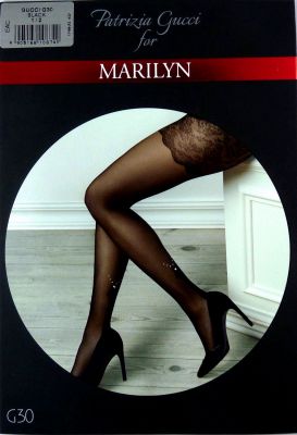 Marilyn Gucci G30 R1/2 Rajstopy koronka frędzle black