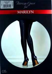 Marilyn Gucci G35 R1/2 Rajstopy szew koronka black