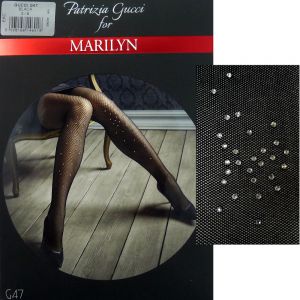 Marilyn Gucci G47 R1/2 Rajstopy kryształki kabaretki black