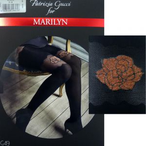 Marilyn Gucci G49 R3/4 Rajstopy brokat kwiat black